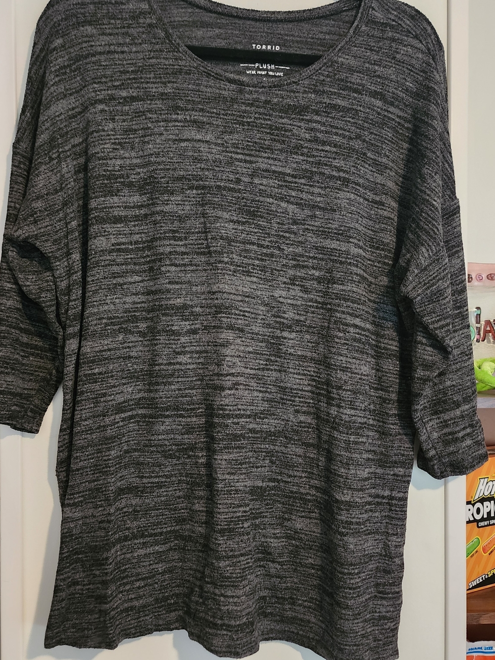 Torrid Womens Charcoal Gray Marled 3/4 Sleeve